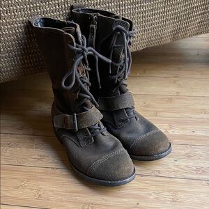 UGG Chocolate Lace-Up Boots with Buckle